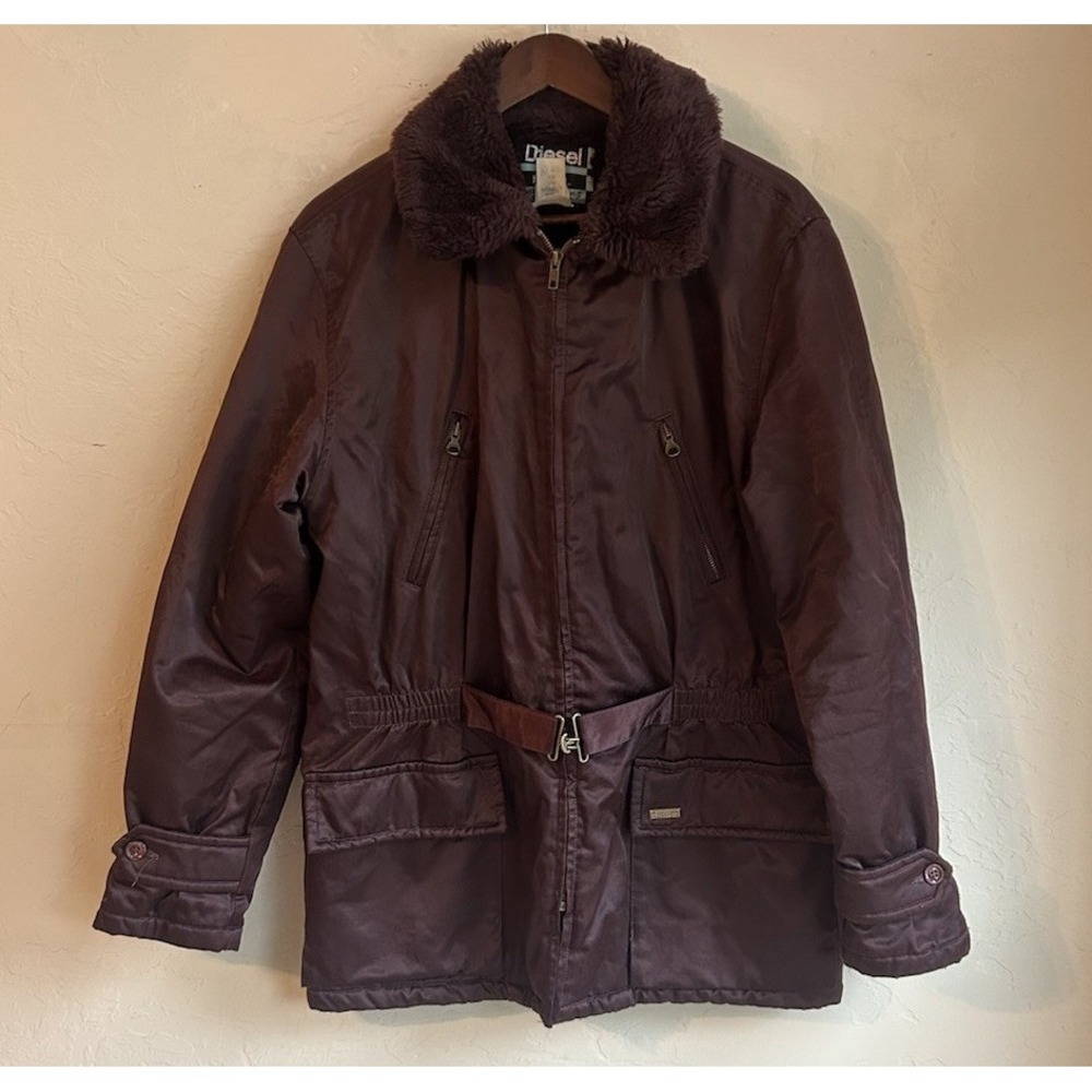 Diesel Ribdon Parka Coat M Italy F/W 07 Utility Military Streetwear Faux Fur